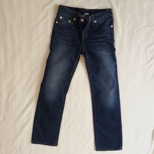 True Religion Jeans Boys size 10 Straight leg Dark Blue Horseshoe Denim Buddha